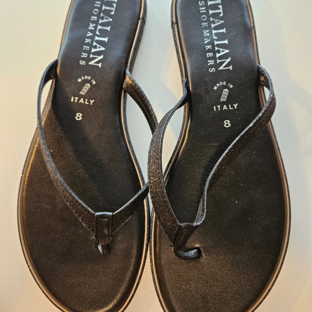 Italian Shoemakers Black Flip Flops Size 8